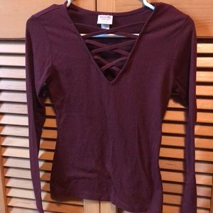 Mossimo Supply Co. Burgundy Long Sleeve Shirt XS